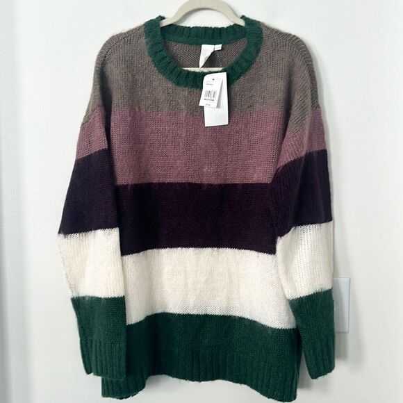 ADY P Striped Crewneck Relaxed Fit Sweater L - Picture 1 of 7